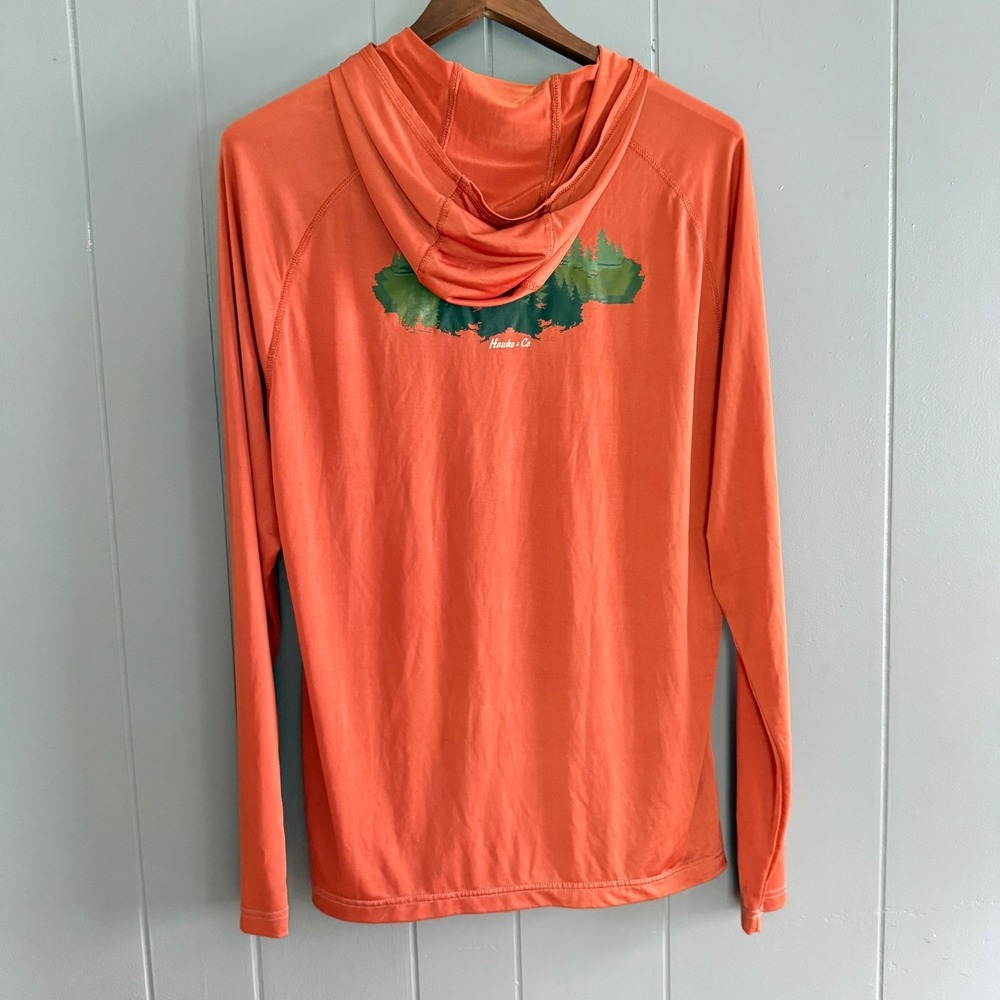 Hawke & Co Mens Performance Sportswear Hoodie Orange Hike On Graphic Size M